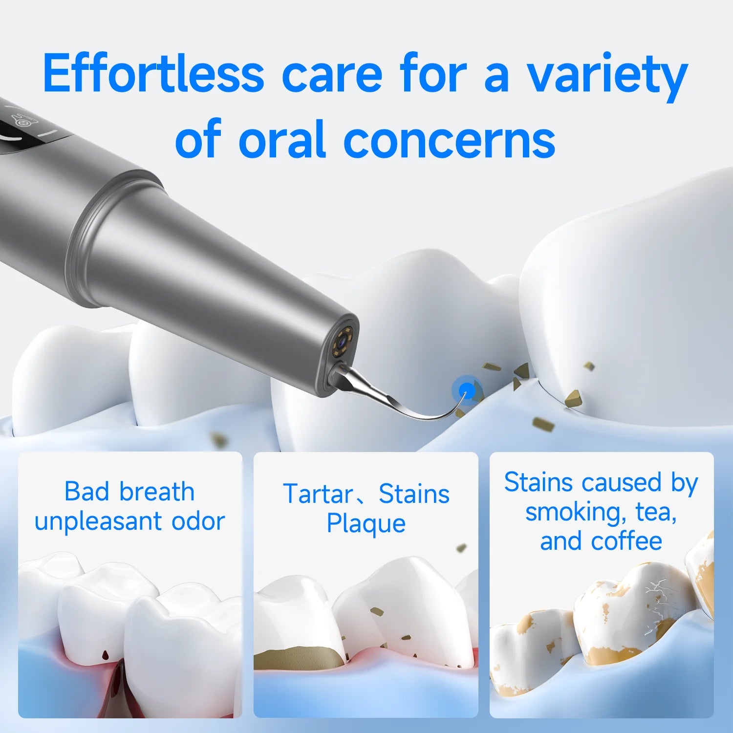 T6 Ultrasonic Tooth Cleaner – 5-Mode Dental Plaque & Tartar Remover with LED Light