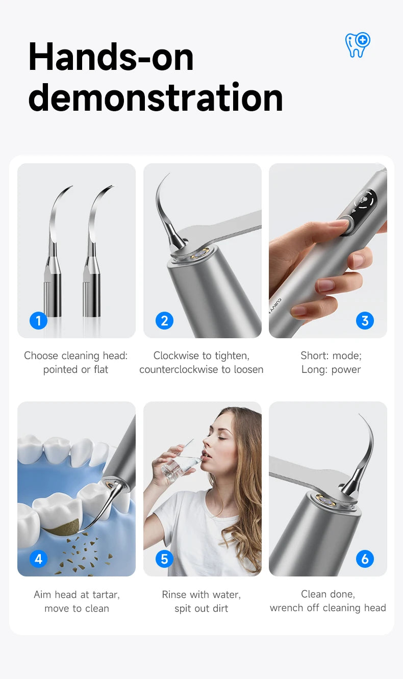 T6 Ultrasonic Tooth Cleaner – 5-Mode Dental Plaque & Tartar Remover with LED Light